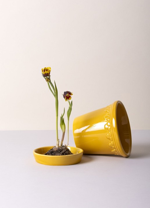 Bergs Potter Københavner bloempot voor binnen Ø 14 cm - voorkant 3 geel