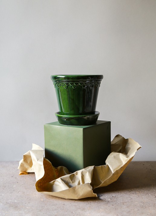 Bergs Potter Københavner bloempot voor binnen en buiten Ø14 cm - voorkant 3 groen