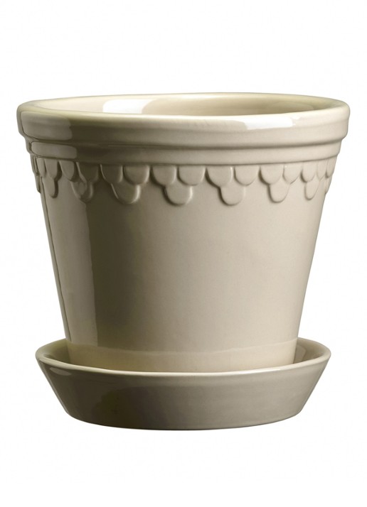 Bergs Potter Københavner bloempot voor binnen en buiten Ø14 cm - voorkant donkerbeige
