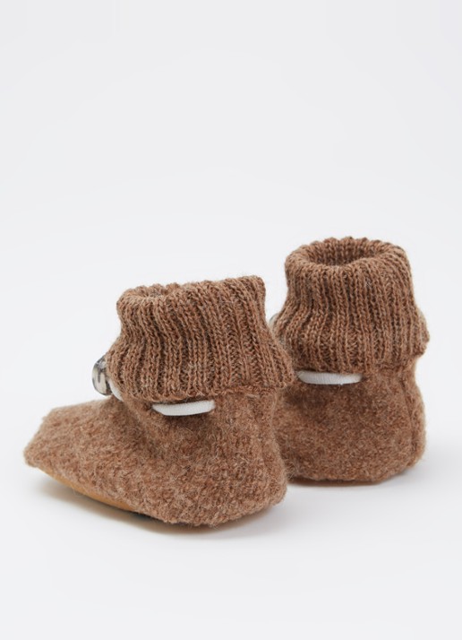 Bergstein Cozy babyslofje van wol in giftbox - voorkant 2 bruin