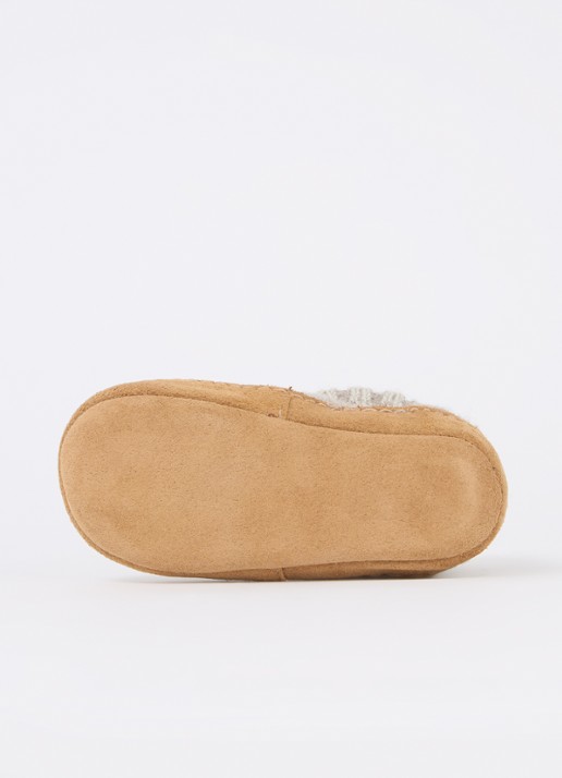 Bergstein Cozy Lux pantoffel van scheerwol - detail 2 donkerbeige