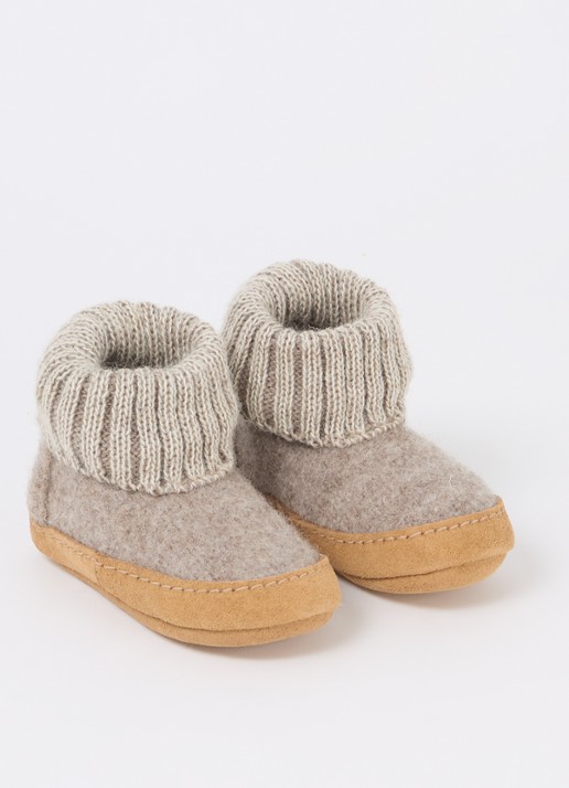 Bergstein Cozy Lux pantoffel van scheerwol - voorkant 4 donkerbeige