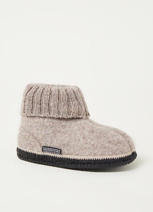 Bergstein Cozy pantoffel van wol - voorkant 3 beige