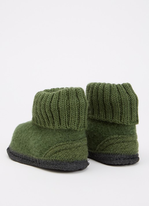 Bergstein Cozy pantoffel van wol - voorkant 2 groen