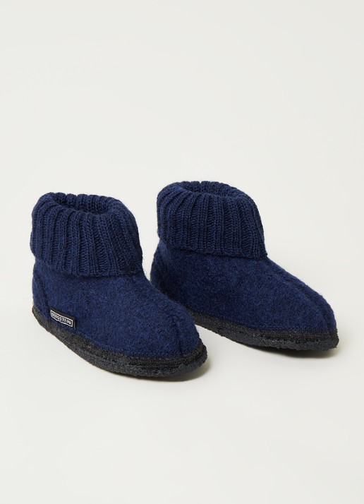 Bergstein Cozy pantoffel van wol - voorkant 2 donkerblauw