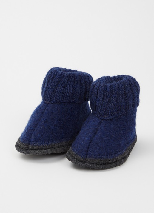 Bergstein Cozy pantoffel van wol - voorkant 3 donkerblauw