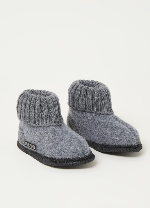 Bergstein Cozy pantoffel van wol - voorkant 2 middengrijs