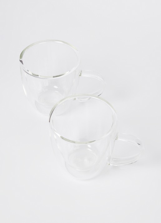 Bialetti Capri dubbelwandig koffie- en theeglas 16 cl set van 2 - voorkant 2 transparant