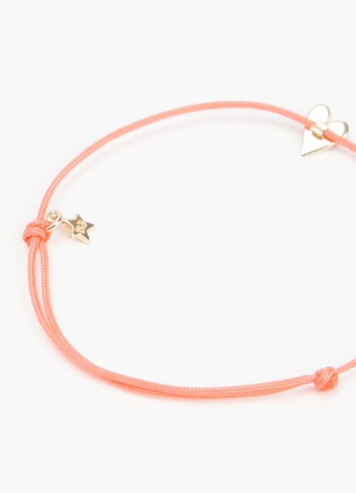 Bibi Camille Heart Rope S armband met bedel - detail lichtroze