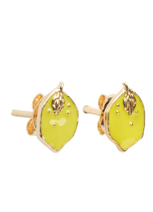 Bibi Camille Lemon Flat oorknopjes verguld