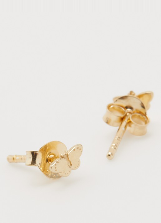 Bibi Camille Mini Butterfly oorknopjes verguld - detail 2 goud