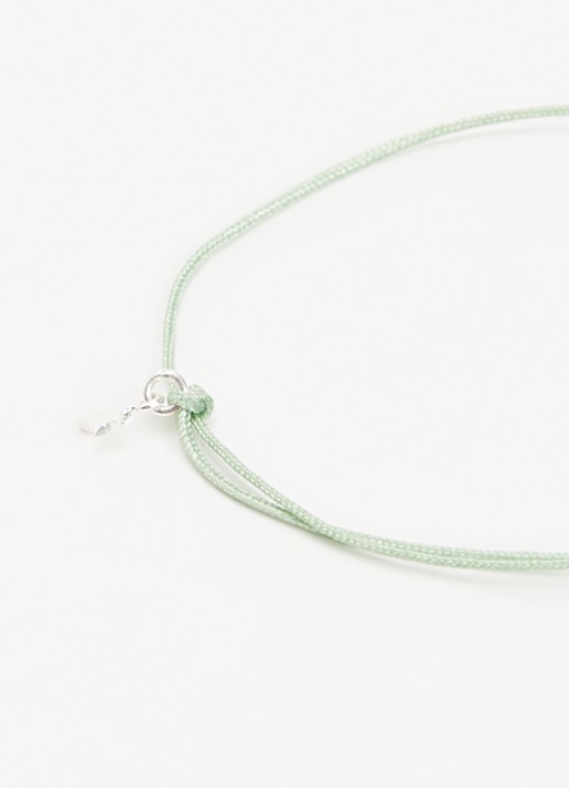 Bibi Camille Mini Flower Rope armband met bedel - detail mosgroen