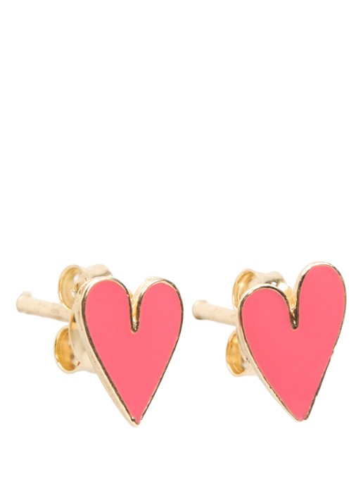 Bibi Camille Mini Heart oorknopjes verguld - voorkant roze