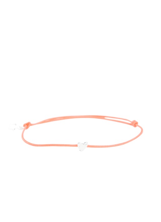 Bibi Camille Mini Heart S armband met bedel - voorkant koraalroze