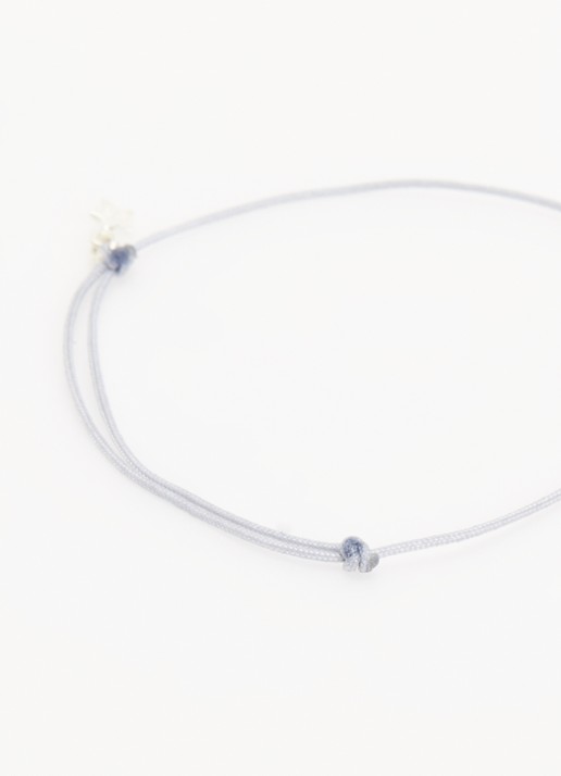 Bibi Camille Mini Smile Rope armband met bedel - detail 2 blauwgrijs