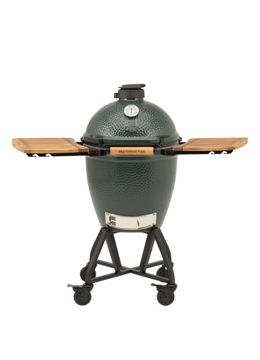 Big Green Egg Medium kamado houtskoolbarbecue met onderstel en accessoires 4-delig - voorkant groen