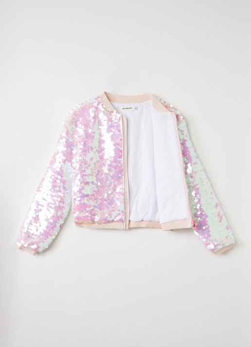 Billieblush Bomberjack met pailletten - voorkant 2 roze