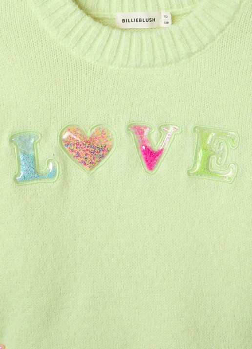 Billieblush Fijngebreide trui in wolblend met lurex - detail 3 neongroen