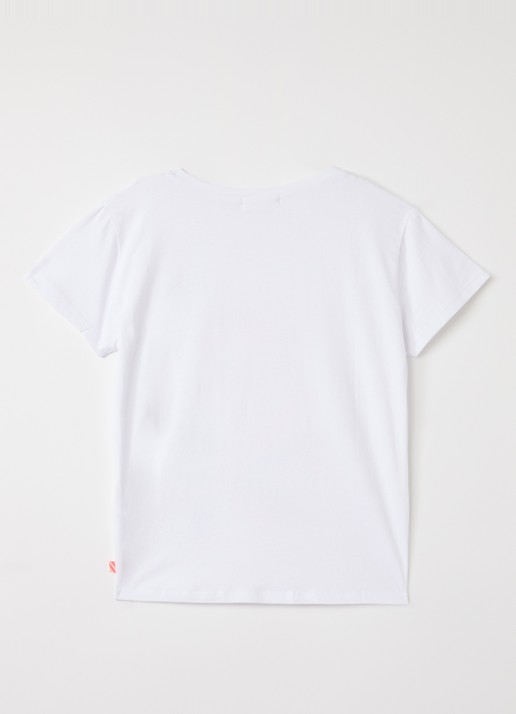 Billieblush Flamingo T-shirt met pailletten - voorkant 2 wit