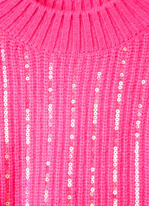 Billieblush Grofgebreide trui met pailletten - detail 3 fuchsia