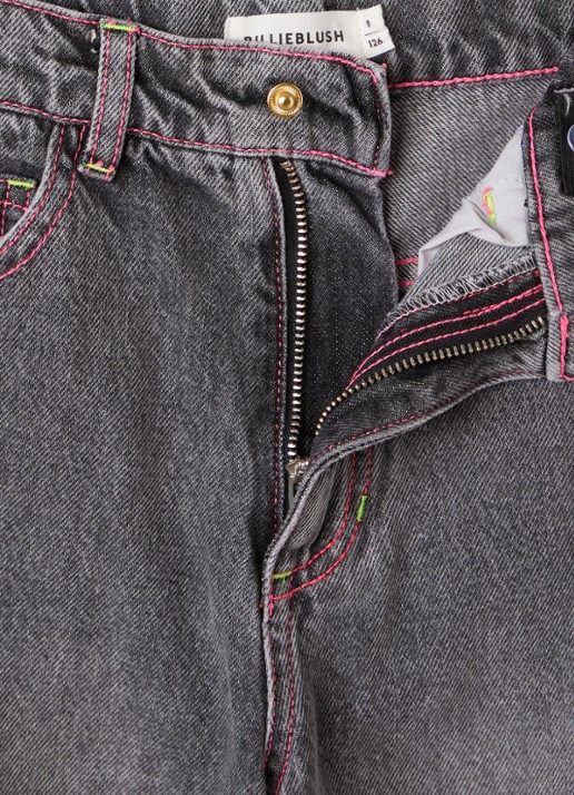 Billieblush High waist tapered jeans met borduring - detail middengrijs