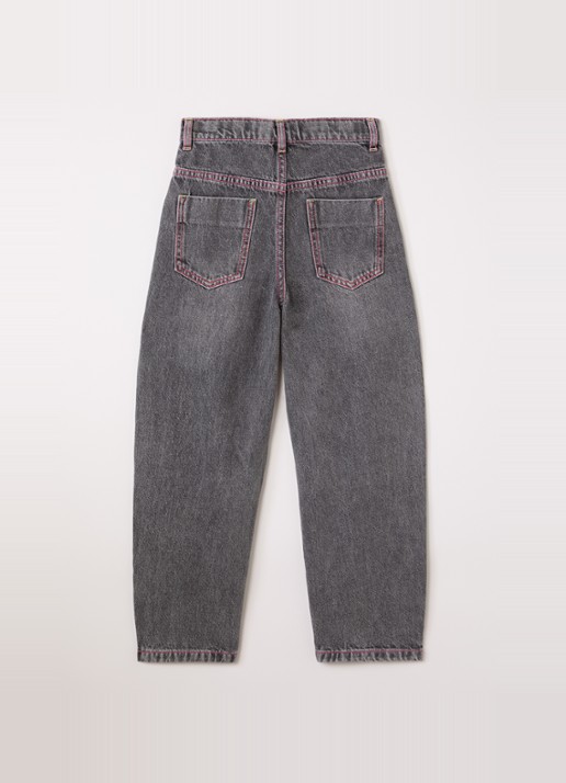 Billieblush High waist tapered jeans met borduring - voorkant 3 middengrijs