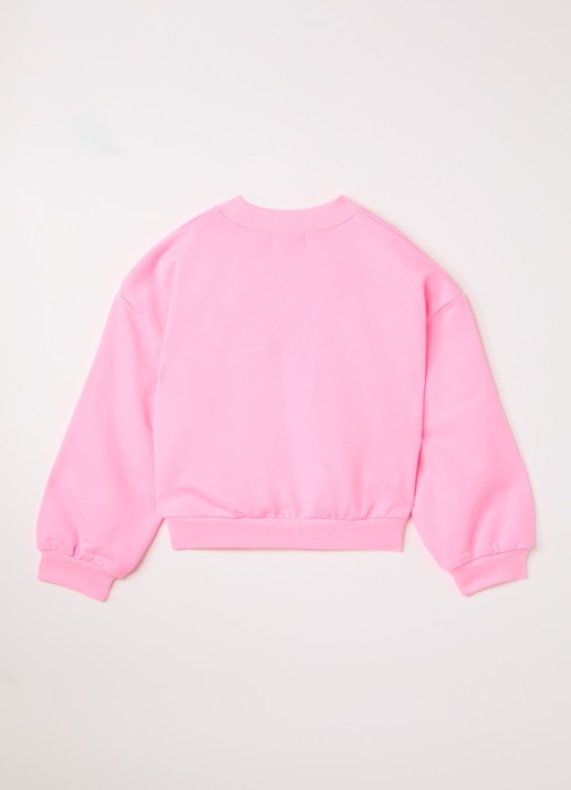 Billieblush Sweater met glitter en pailletten - voorkant 2 neonroze