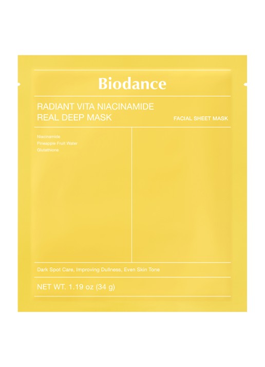 Biodance Radiant Vita Niacinamide Real Deep Mask - gezichtsmasker 4 stuks