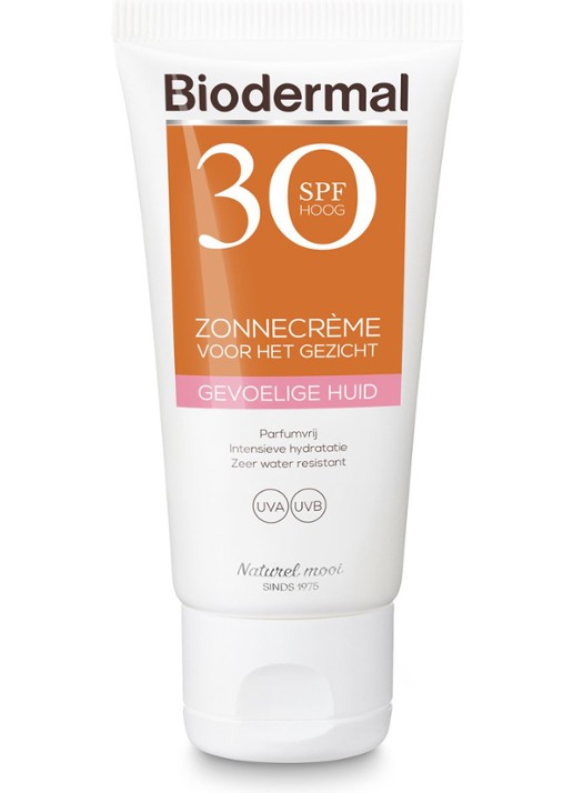 Biodermal Gevoelige Huid Zonnecrème Gezicht Water Resistant SPF 30 - zonnebrand voor het gezicht - voorkant 3 undefined