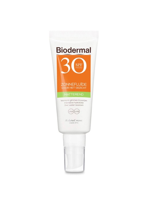 Biodermal Matterende Zonnefluïde Gezicht SPF 30 - mini zonnebrand - voorkant undefined