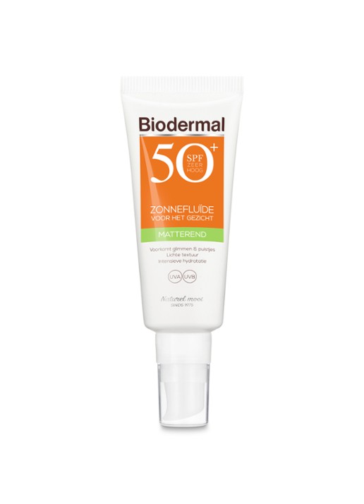 Biodermal Matterende Zonnefluïde gezicht SPF 50+ - zonnebrand voor het gezicht - voorkant undefined