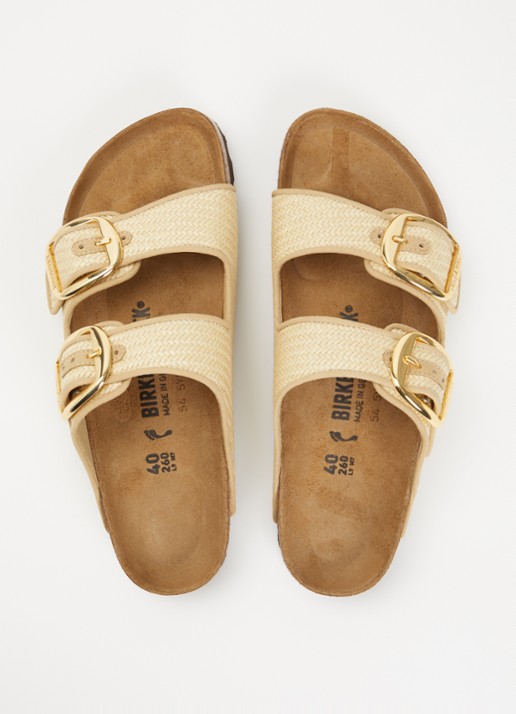 Birkenstock Arizona Big Buckle slipper van raffia - detail 3 beige