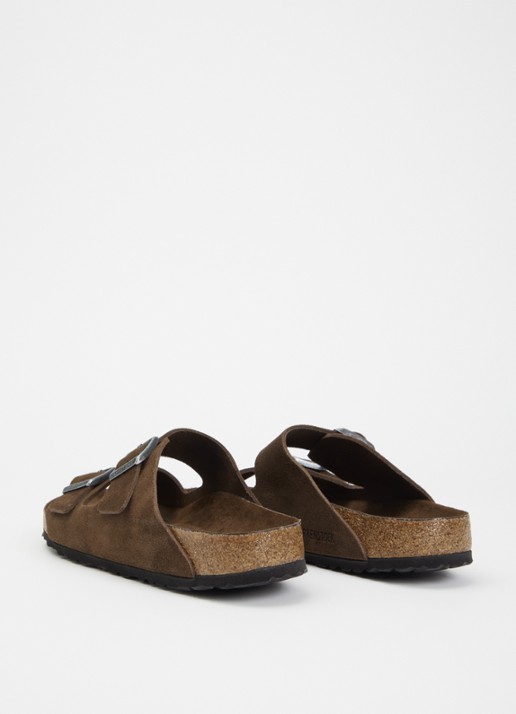 Birkenstock Arizona BS sandaal van suède - achterkant donkerbruin
