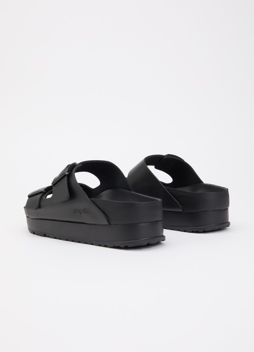 Birkenstock Arizona Pap Flex sandaal van leer met plateauzool - achterkant 2 zwart