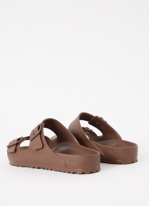 Birkenstock Arizona slipper met logo - achterkant bruin