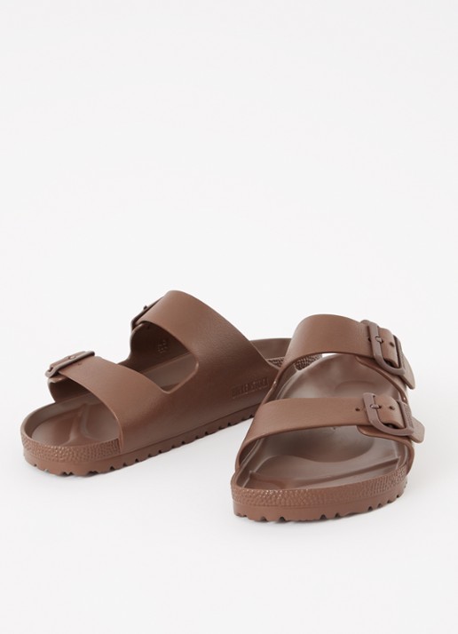 Birkenstock Arizona slipper met logo - detail 3 bruin