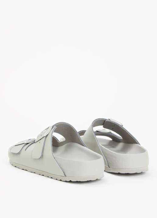 Birkenstock Arizona slipper van leer - achterkant olijfgroen