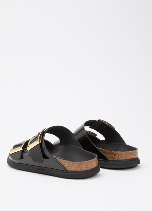 Birkenstock Arizona slipper van leer - achterkant zwart