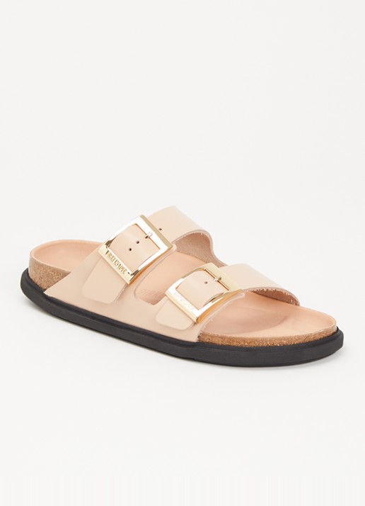 Birkenstock Arizona slipper van leer - voorkant 5 lichtroze