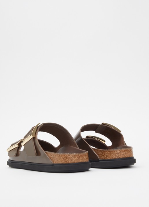 Birkenstock Arizona slipper van leer - achterkant 2 donkerbruin