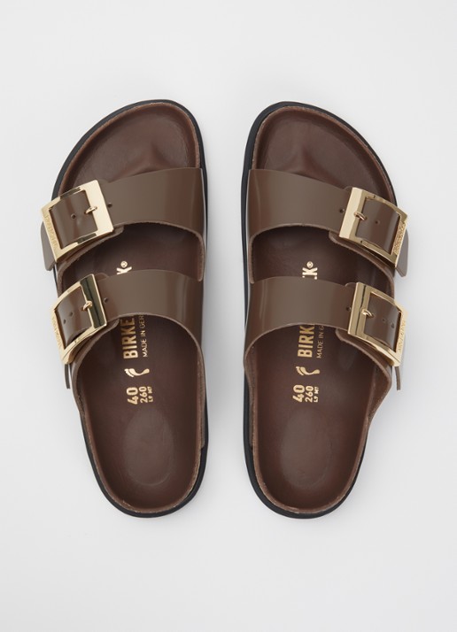 Birkenstock Arizona slipper van leer - detail 4 donkerbruin