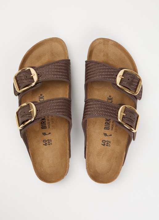 Birkenstock Arizona slipper van raffia met gevlochten bovenwerk - detail 4 hazelnootbruin