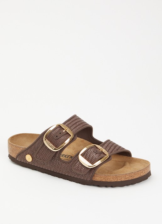 Birkenstock Arizona slipper van raffia met gevlochten bovenwerk