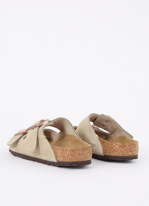Birkenstock Arizona slipper van suède   - achterkant 3 beige