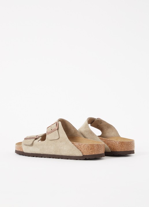 Birkenstock Arizona slipper van suède - achterkant 8 taupe
