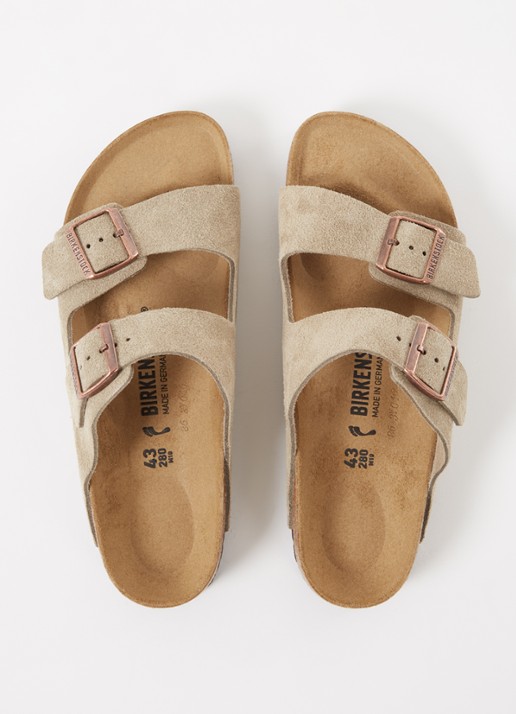 Birkenstock Arizona slipper van suède - detail 4 taupe