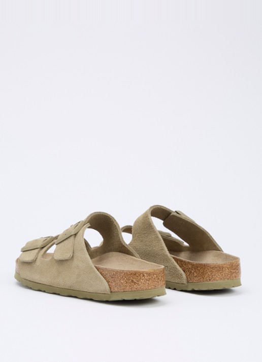 Birkenstock Arizona slipper van suède - achterkant 5 khaki