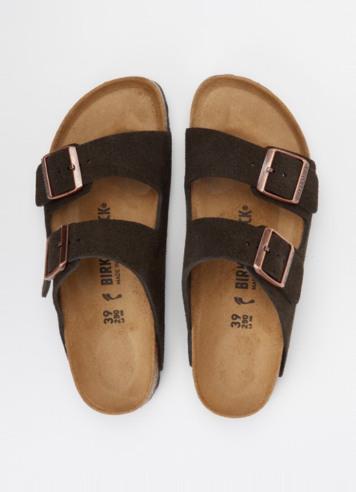 Birkenstock Arizona slipper van suède - detail 4 donkerbruin
