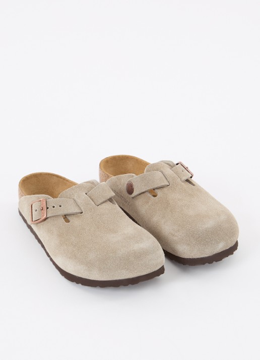 Birkenstock Bosten instapper van suède  - voorkant 4 khaki