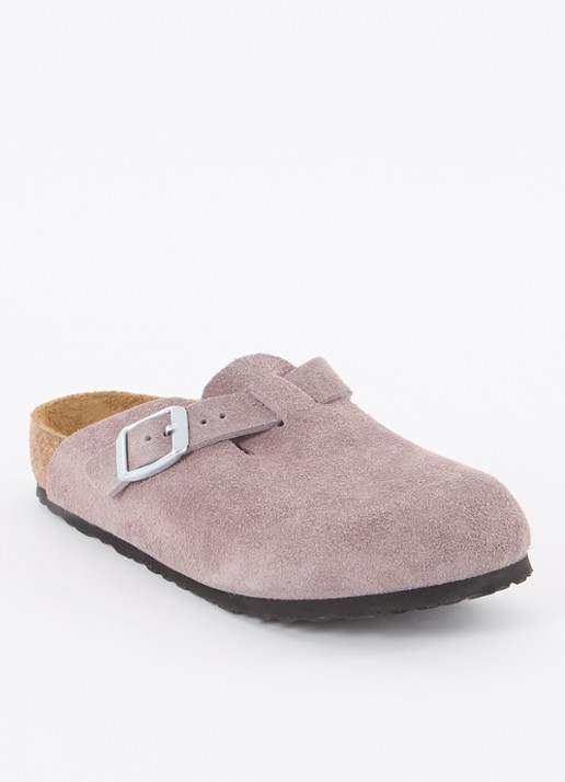 Birkenstock Bosten instapper van suède  - voorkant oudroze